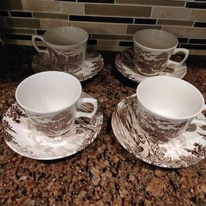 Ridgway Country Days 8 pcs Tea Cups‎ and saucer.